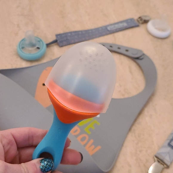 Baby Self Feeder, Pacifiers and Clips, & Bib - Picture 8 of 11